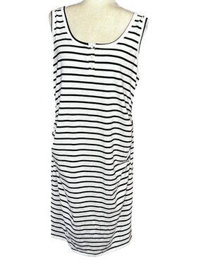 Heart & Hips NWT Maternity Tank Dress Plus 2X Black White Stripe Bodycon